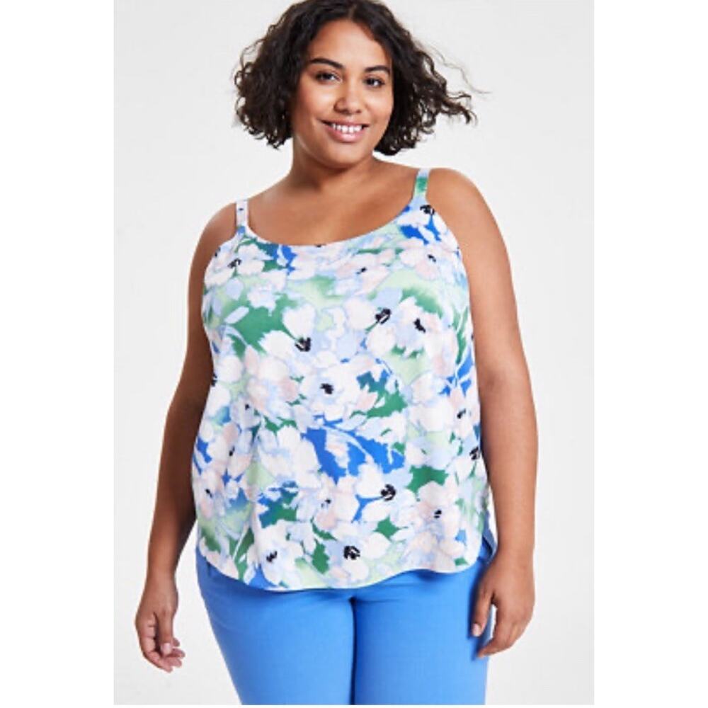 Bar III Floral Spaghetti Strap Camisole Plus Size‎ Suit Separates NWT Size 1X